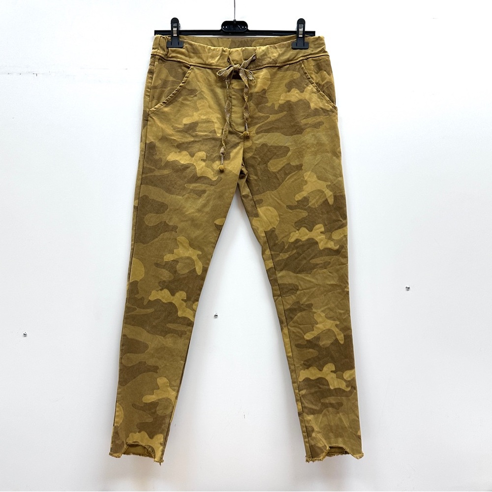 Bella Amore Italian made Camouflage Joggers - Mustard &  Forest green, size S-L